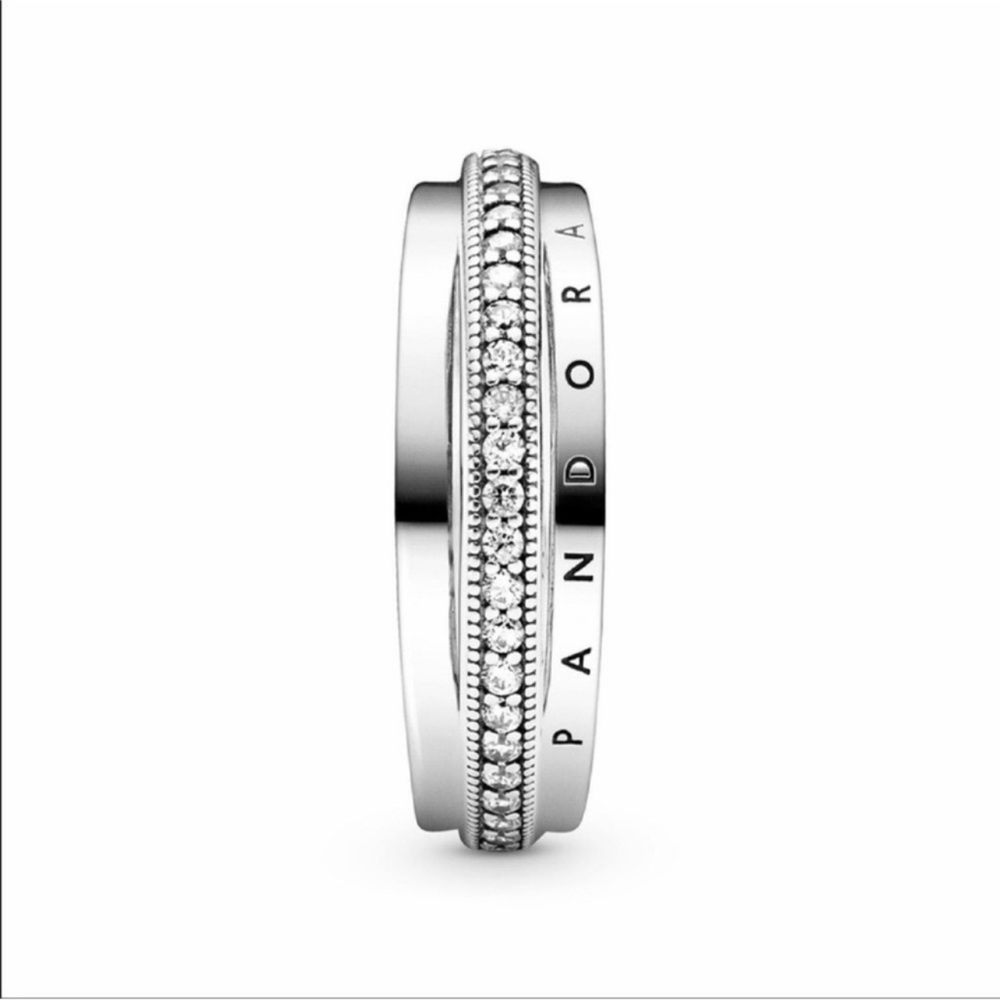 $95 New Pandora Triple Band Pave Ring Size 5 - Picture 3 of 14